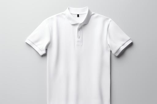 a white polo t shirt mockup mockup, in the style of subtle chromatism, tangible texture, solapunk, high resolution, precisionist, orderly symmetry, japanese minimalism --ar 3:2