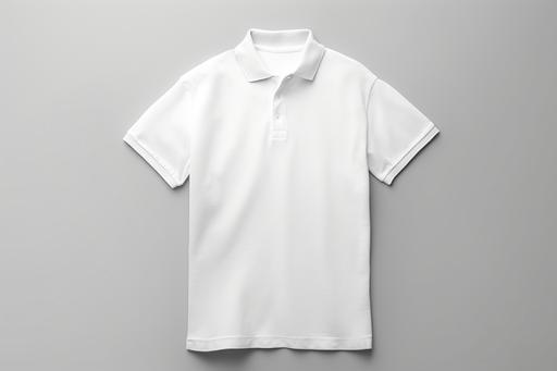 a white polo t shirt mockup mockup, in the style of subtle chromatism, tangible texture, solapunk, high resolution, precisionist, orderly symmetry, japanese minimalism --ar 3:2