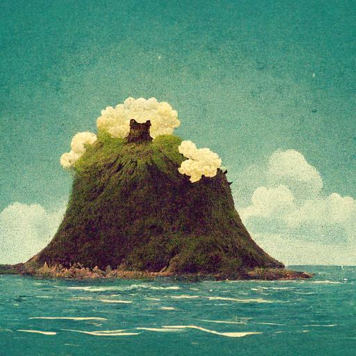 a wish you were here retro postcard for cute fluffy monster island