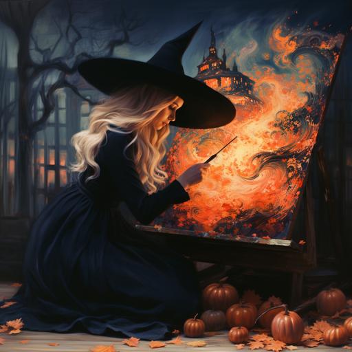 a witch who magically paints pictures in an instant