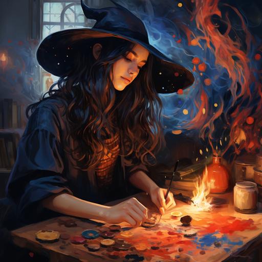 a witch who paints with magic
