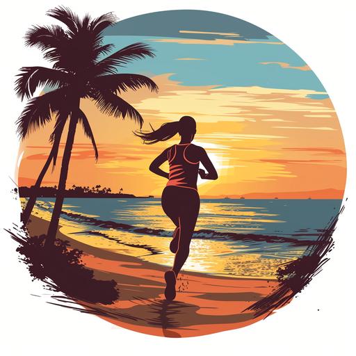 a woman running on the beach, in running clothes, vector image, colorful, Florida, t-shirt logo --v 6.0