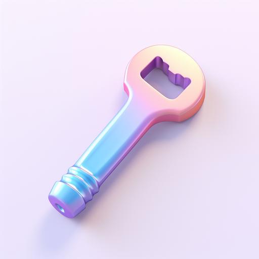 a wrench, Icon design, clay material, silicone material, in 2d isometric shape, light color, matte texture, matte, rounded corner design, dreamlike atmosphere, white background --v 5.2