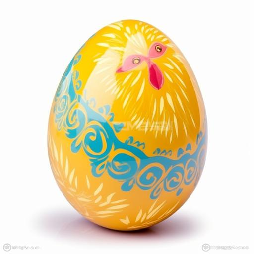 a yellow painted chicken easter egg, no background, high definition  --v 5.0