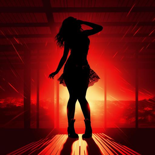 a young girl dancing in a night club, silhouette, the girl is having so much fun dancing on her own
