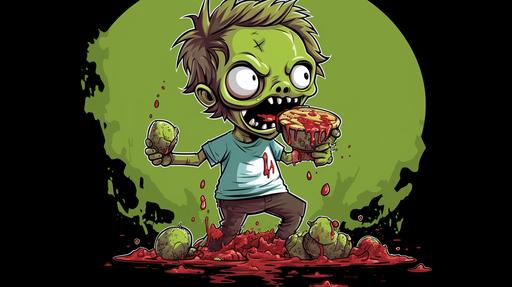 a zombie eating a shirt cartoon style for little kids --ar 16:9