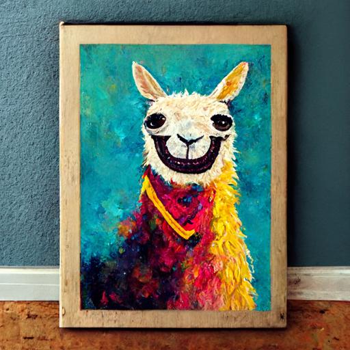 abstract   oil painting   llama   smiling   fiesta   alamo