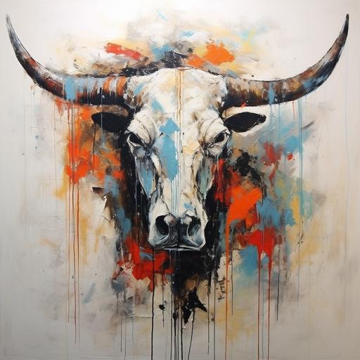 abstract art, bull skull