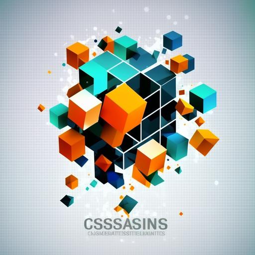, abstract, business logo, techy intricate cubes, in front of a background color cube