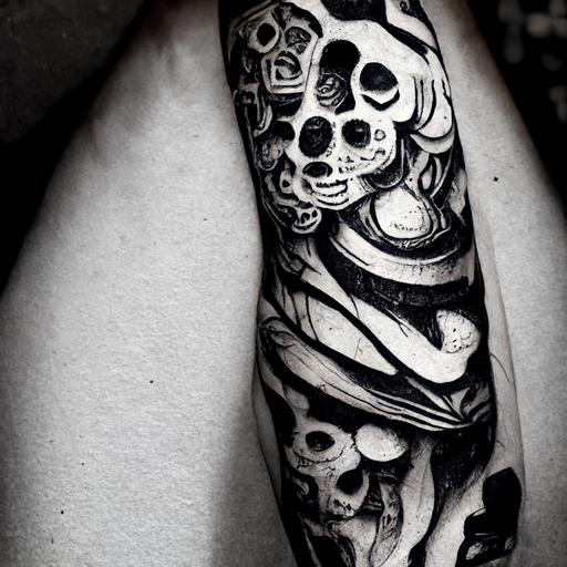 abstract, calavera, tattoo, monochrome, arm