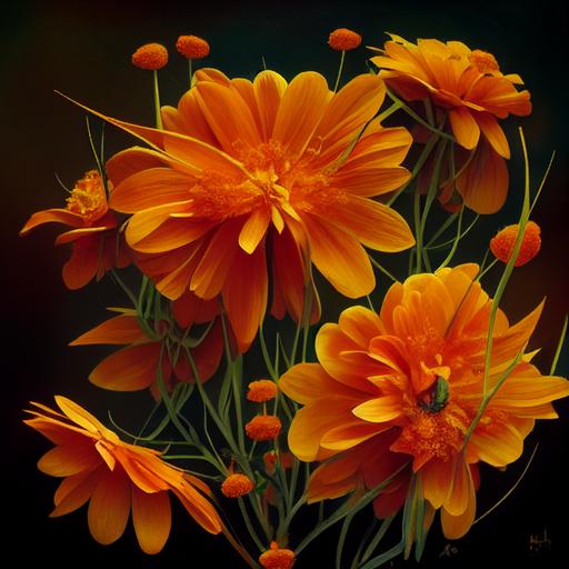 abstract cempazuchil marigold day of the dead flowers --test --creative