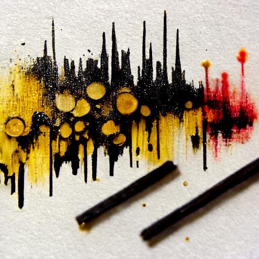 abstract ink paint splatter smudge spray drip close up wall tape pins staples brush stroke