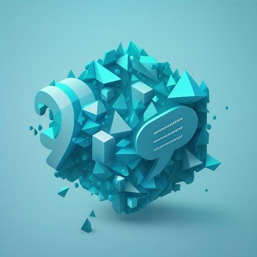 abstract isometric Text Message, low-poly app icon, trending behance, dribbble on clean blue background --v 4