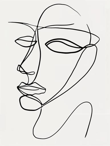 abstract line painting in black on white of a womans face in the style of picasso --ar 3:4 --v 6.0