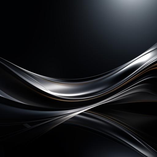 abstract luxury fat line with silver chrome detail and luxury smoke on dark background --s 250