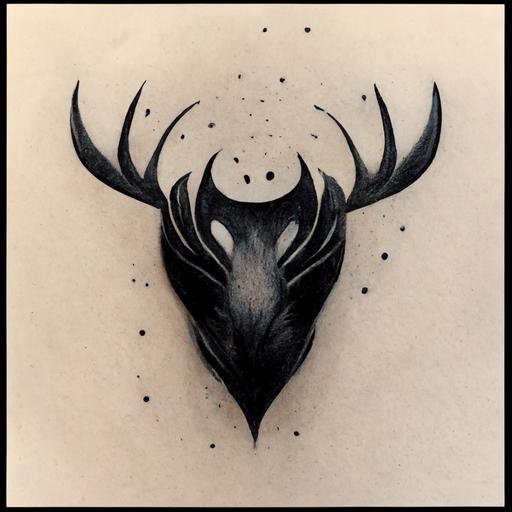 abstract moose tattoo, single black line --uplight