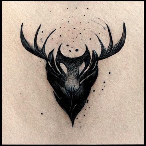 abstract moose tattoo, single black line