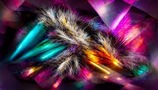 abstract of diamonds feather and fur fiber optics show lamp dim lights effect on fur edge cinematic effects high defination realistic octane colourful lively surreal art mandala art effect on fur eddes --ar 16:9