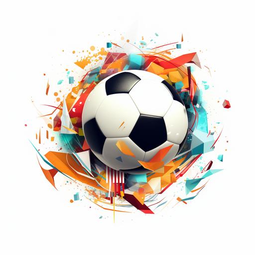 abstract shapes around a soccer ball, as a logo
