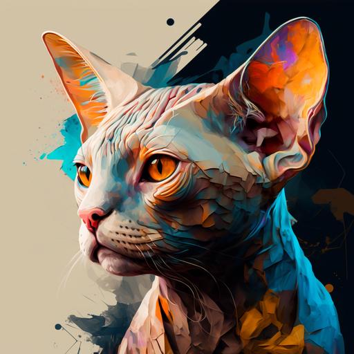 abstract sphynx cat character, painting v 4