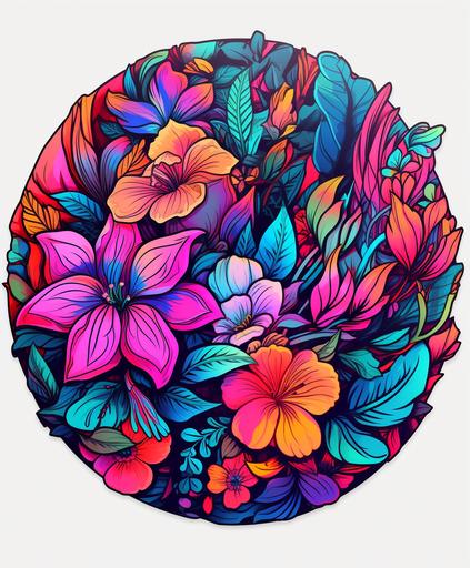 abstract, stunning flowers, artistic, beautiful colors, mystical, magical, psychedelic, vibrant, dimensional, Textured, outlined Die-cut sticker style image --ar 5:6 --chaos 60