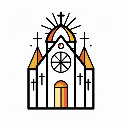 abstract symmetrical representation of sticker of a catholic church logo, vector, logo design, flat, line draw, simple, icon, minimalist, white background --v 6.0