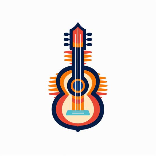 abstract symmetrical representation of sticker of a guitar shop logo, vector, logo design, flat, line draw, simple, icon, minimalist, white background --v 6.0