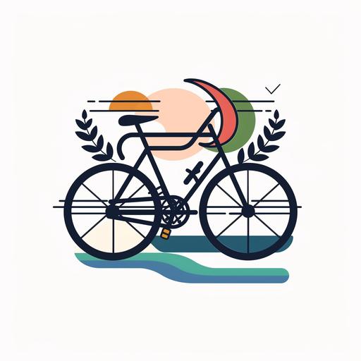 abstract symmetrical representation of sticker of a bike shop logo, vector, logo design, flat, line draw, simple, icon, minimalist, white background --v 6.0