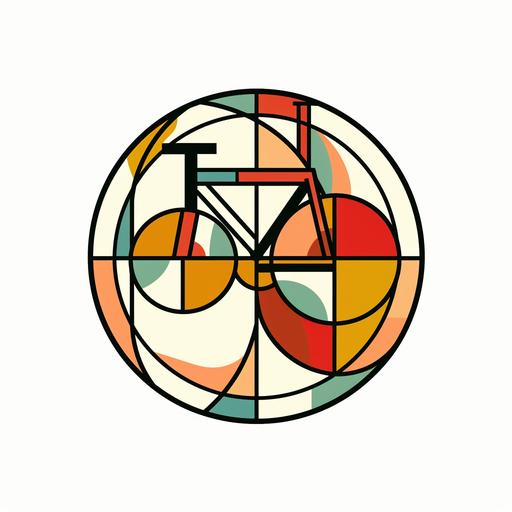 abstract symmetrical representation of sticker of a bike shop logo, vector, logo design, flat, line draw, simple, icon, minimalist, white background --v 6.0