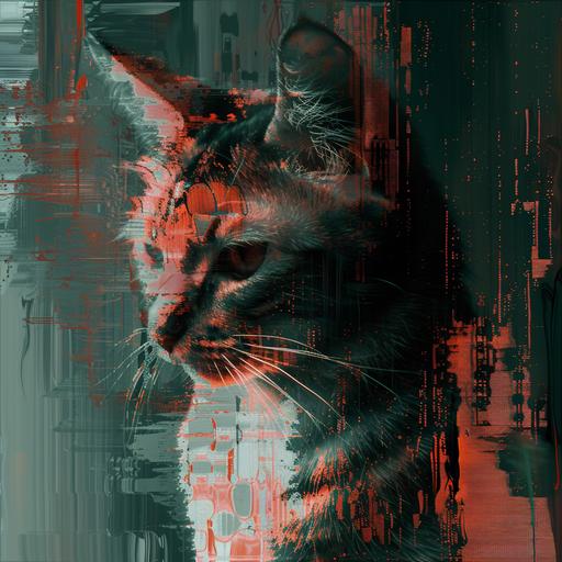 abtract animal, very glitchy, dull color, faded