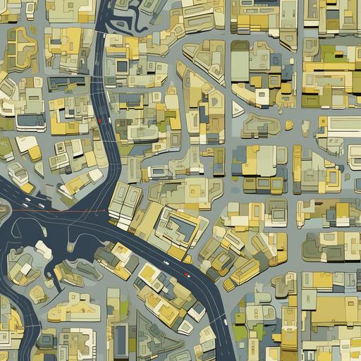top-down view of a topographic street map of banana town, clean lines, vectorized maps, clean animated aesthetic --q 2 --v 5.2 --ar 1:1