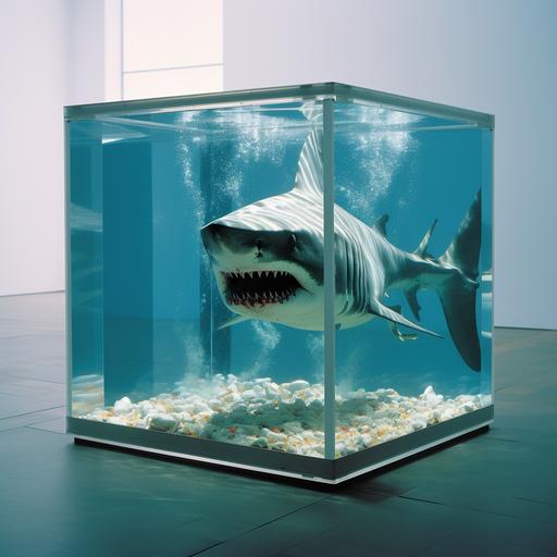 actually dead sharks in cubes are art, damien hirst cube and the-physical-impossibility-of-death-in-the-mind-of-someone-living-core