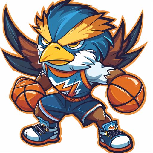 a nba theam mascot called the thunder hawks character