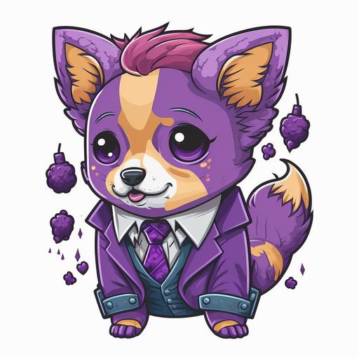 adorable kawaii purple corgi villain emoji, smooth vector art --v 4 --chaos 50