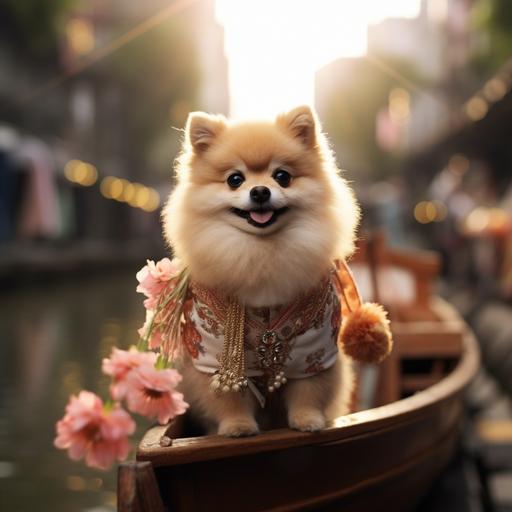 adorable pomeranian dogs inspire themselves to be a better man in thailand culture, 8k