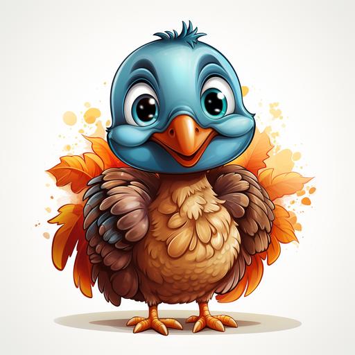 adorable thanksgiving turkey cartoon white background --v 5.2 --s 750