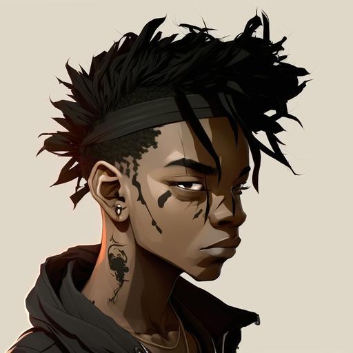 adult male black anime style character
