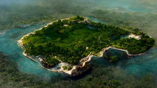 aerial view of the island jamaica, 3D model, realistic --ar 16:9