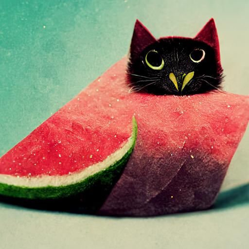 aesthetic watermelon, wallpaper, cat, bird