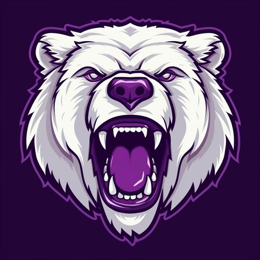 aggressive polar bear team logo purple