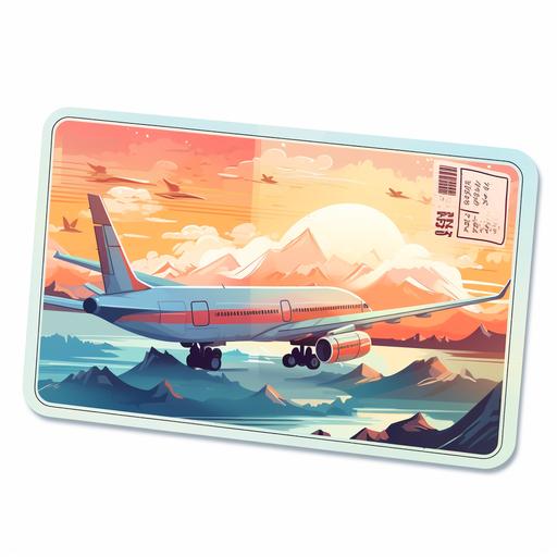 airplane ticket, illustration, sticker, cartoon