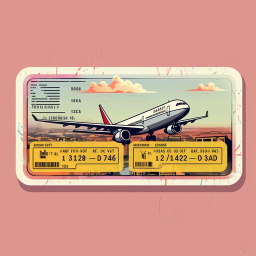 airplane ticket, illustration, sticker, cartoon