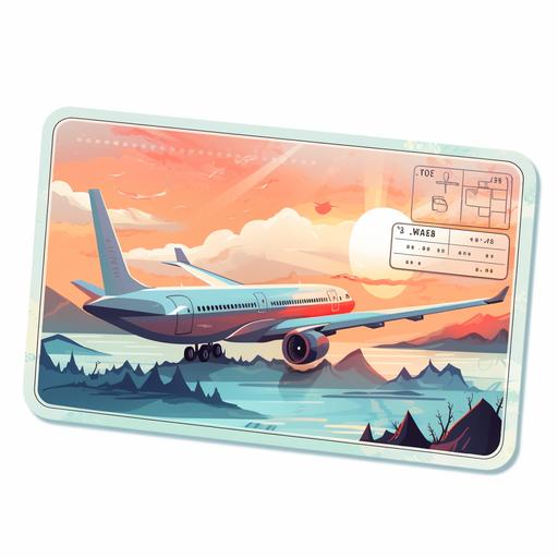 airplane ticket, illustration, sticker, cartoon