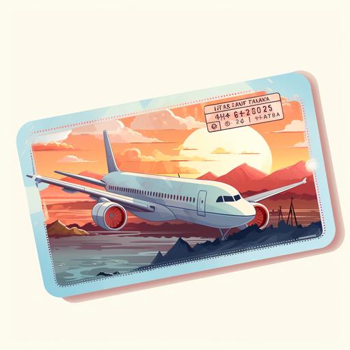 airplane ticket, illustration, sticker, cartoon