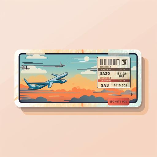 airplane ticket, illustration, sticker, cartoon