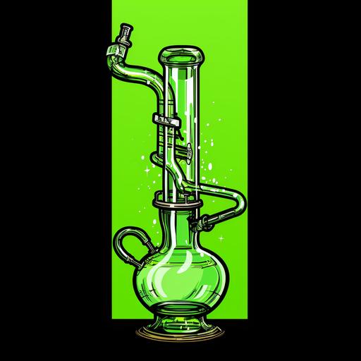 neon green bong with a down stem cone piece logo