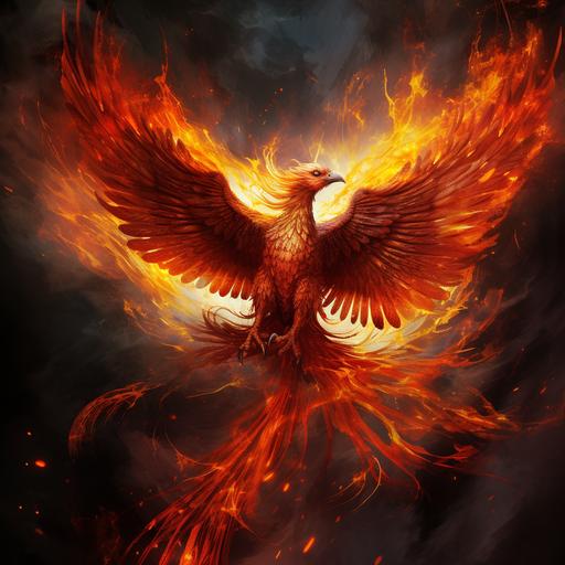 Burning bird phoenix digital painting