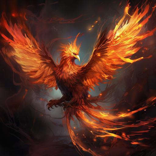 Burning bird phoenix digital painting