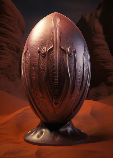alien egg tombstone in the shape of an amphora on Mars artwork by hr giger, by roger dean, by julie bell, biomechanical, 4 k, hyper detailed --ar 13:18 --q 0.5 --v 5