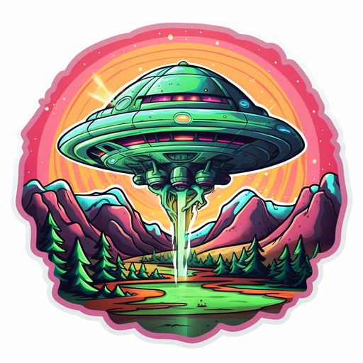 alien spaceship, sticker style , graffiry style